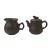 2 Pieces Chinese Brown Zisha Clay Teapot Accent Display Art For Sale - Image 4 of 8