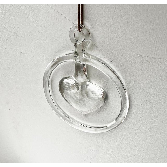 Vintage Swedish Heart Window Decoration in Glass by Bertil Vallien for Kosta Boda, 1970s For Sale - Image 5 of 15