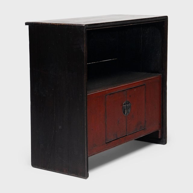 Chinese Chinese Red & Black Lacquer Book Cabinet, C. 1900 For Sale - Image 3 of 7