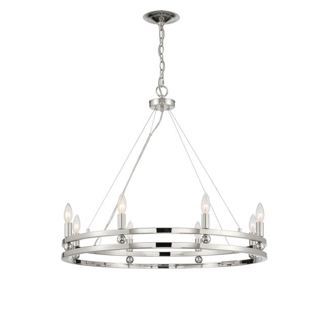 Ashland 8-Light Statement Round Nickel Chandelier For Sale In Atlanta - Image 6 of 9