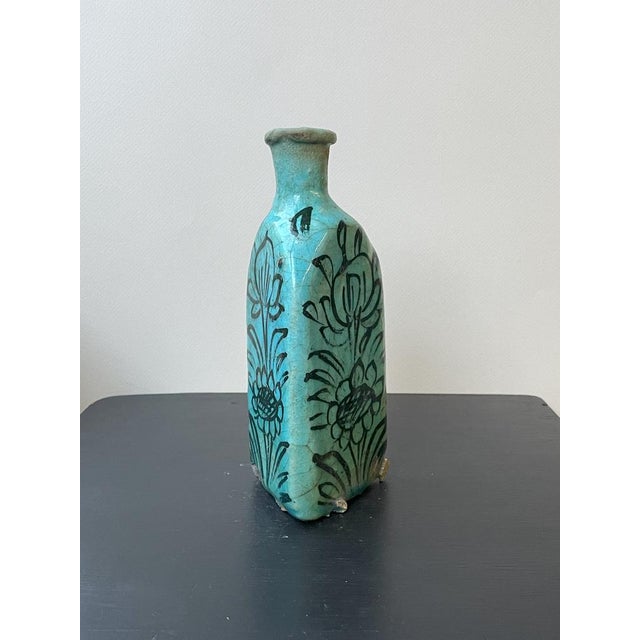 Ceramic Turquoise Triangular Vases, Set of 2 For Sale - Image 7 of 11