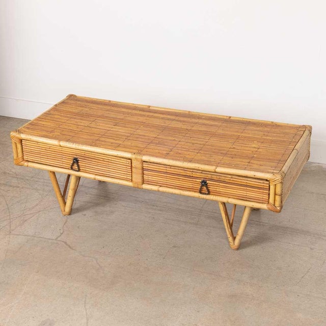 1960s 1960s French Rattan Coffee Table For Sale - Image 5 of 14