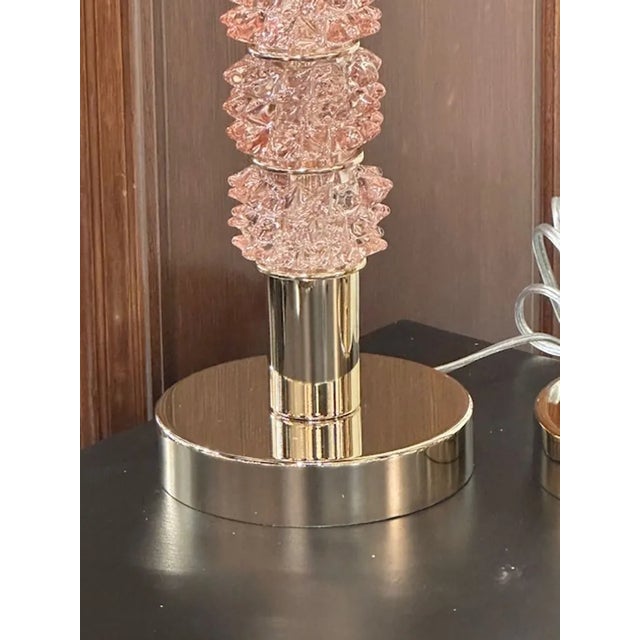 Murano Pink Rostrada Lamps For Sale - Image 4 of 6