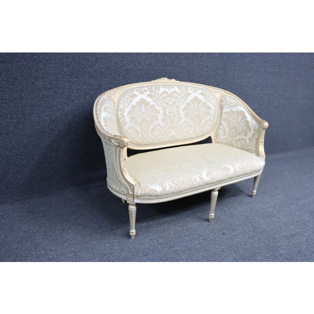 Louis XVI Style Gilded Settee For Sale - Image 4 of 11