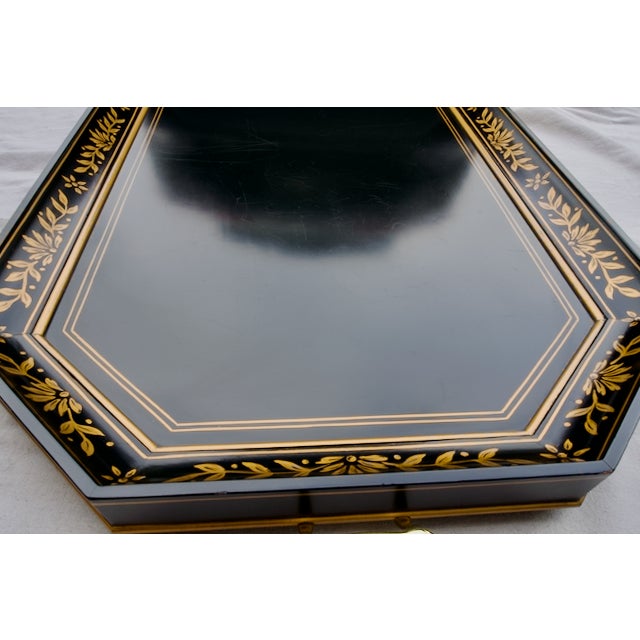 1980s Kindel Black Lacquer Tray Top Cocktail Coffee Table For Sale - Image 13 of 17
