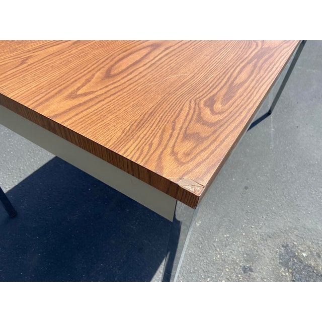 Metal Attributed Steelcase Minimalist Vintage Mid Century Modern Metal Retro Tanker Utility Table For Sale - Image 7 of 12