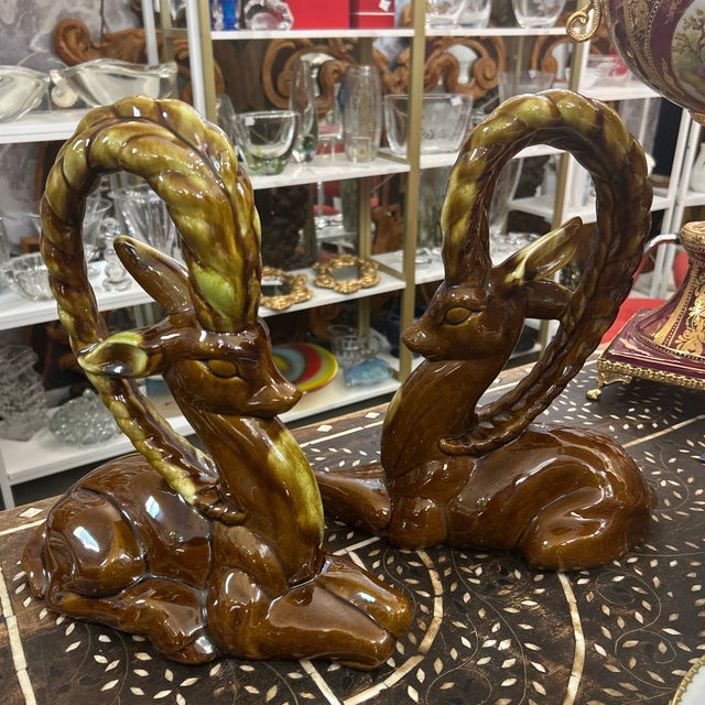 1950's Ceramic Decorative Gazelle's a Pair For Sale - Image 10 of 11