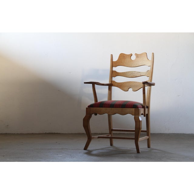 Vintage Brutalist Oak Razorblade Armchairs attributed to Henning Kjærnulf, 1960s, Set of 2 For Sale - Image 6 of 18