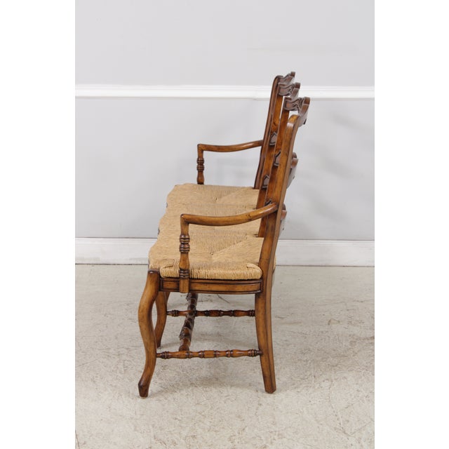 1990s Country French Triple Back Rush Seat Settee For Sale - Image 5 of 18