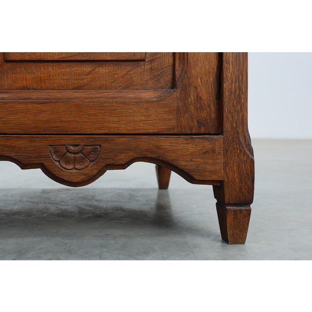 Wood Art Deco Nightstand in Oak with Carrara Marble Top, France, 1920s For Sale - Image 7 of 11