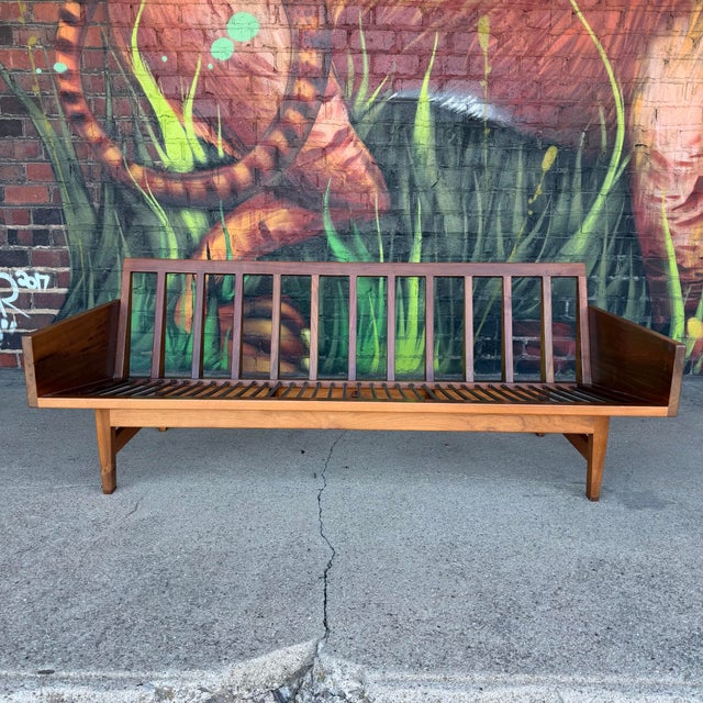 Wood American Studio Solid Walnut Arden Riddle Sofa Mid Century Modern For Sale - Image 7 of 12