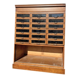 Antique Haberdashery Haberdashers Shop Cabinet With Glass Drawers For Sale