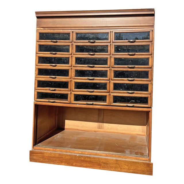 Antique Haberdashery Haberdashers Shop Cabinet With Glass Drawers For Sale
