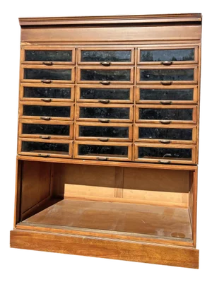 Antique Haberdashery Haberdashers Shop Cabinet With Glass Drawers