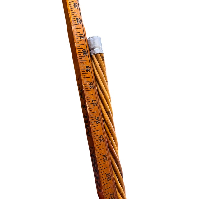Wood Vintage Handwoven Rattan Rug Beater With Twisted Handle – English Country Cottage Decor For Sale - Image 7 of 8