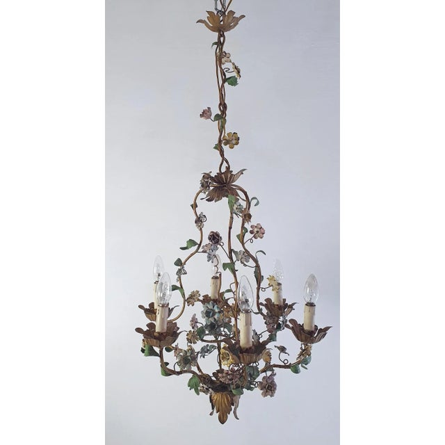 Mid-Century Italian Tole Chandelier, 1950s For Sale - Image 12 of 13