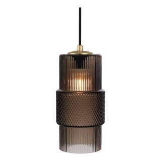 Cylinder Glass Pendant Light, Bronze, Brass - Mimo by Oggetti For Sale