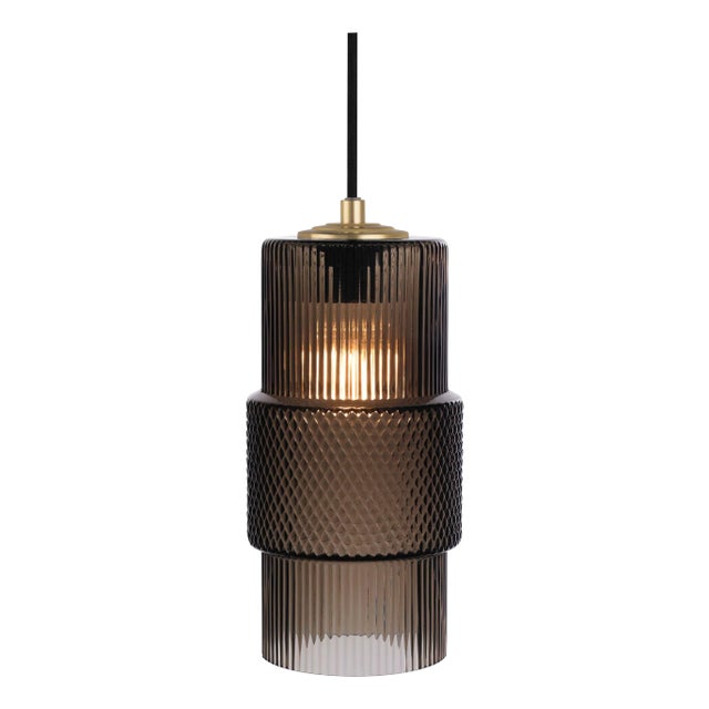 Cylinder Glass Pendant Light, Bronze, Brass - Mimo by Oggetti For Sale