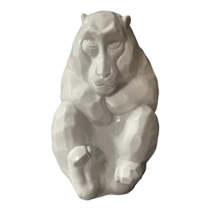 Mid 20th Century Japanese Kutani White Snow Monkey Sculpture