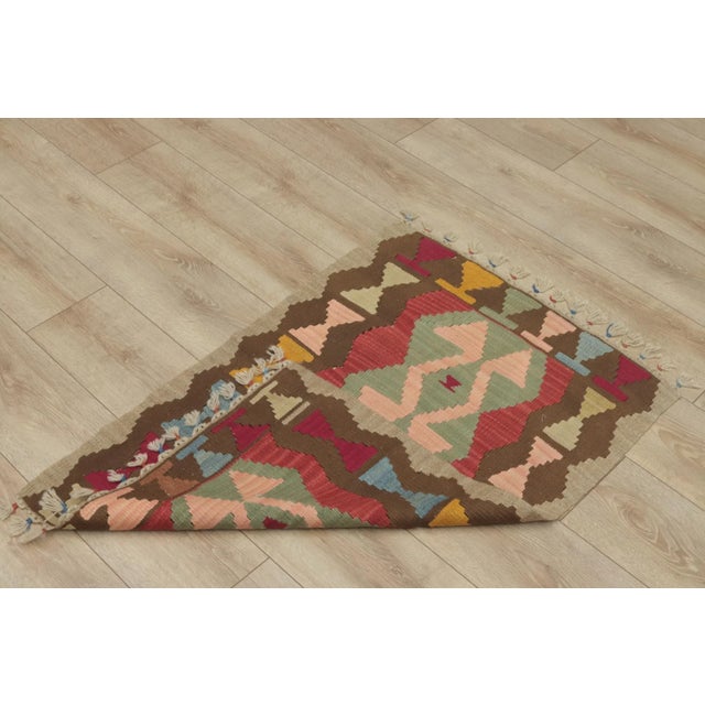 1980s Tribal Brown Handmade Kilim For Sale - Image 9 of 13