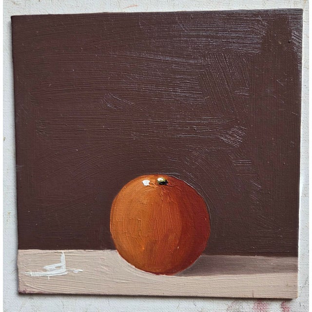 An impressionist oil painting of a clementine, by UK based artist Vivek Mandalia. Frame and hang in your home. 20 x 20 cm...