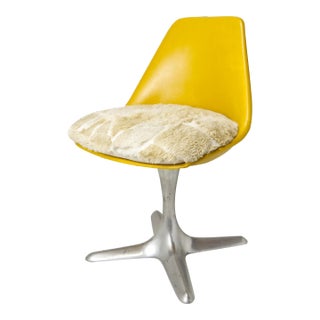 1960s Maurice Burke Tulip Style Yellow Vinyl Upholstered Chair For Sale