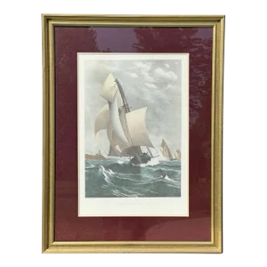 Framed Print of J.O. Davidson, a Winning Yacht After an Original 1885