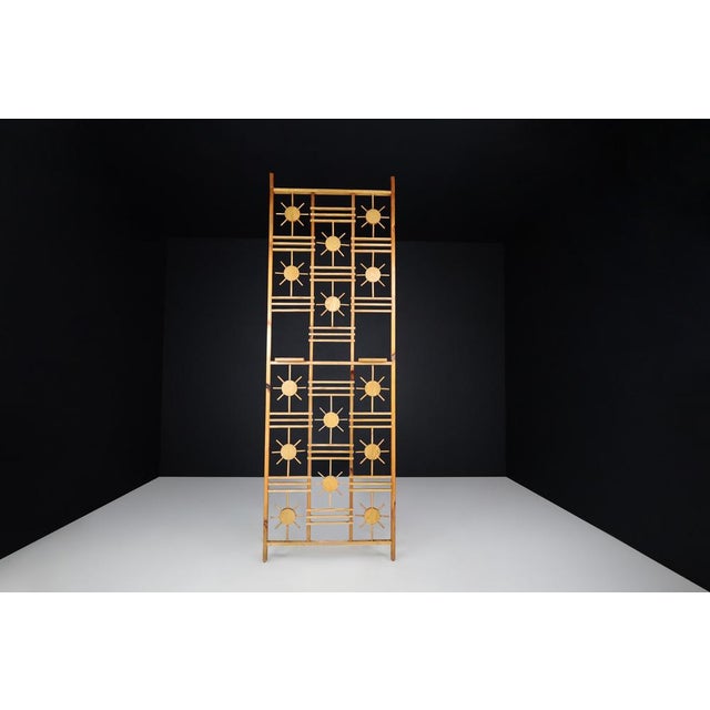 Mid-Century French Pine Room Divider with Sunburst Accents, 1960s For Sale - Image 9 of 11