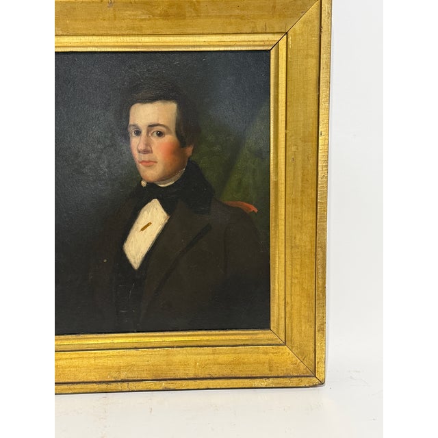 American Folk Art Portrait of a Gentleman, Circa 1840-1860 New England School For Sale In Providence - Image 6 of 8