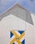 Sunrise by Justin Wheatley | Acrylic on Canvas White Barn With Yellow and Blue Quilt Block For Sale
