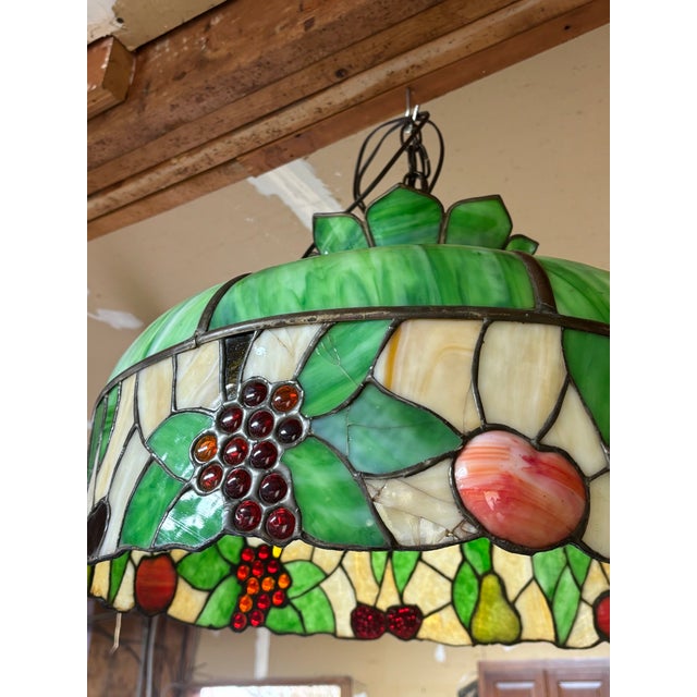 Art Deco Early 20th Century Tiffany Style Stained-Glass Chandelier For Sale - Image 3 of 5