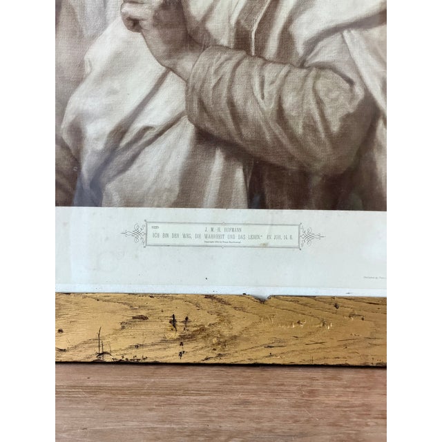 Antique Heinrich Hofmann “Christ” Religious Print in Gilt Faux Bois Frame, C. 1895 For Sale - Image 10 of 13