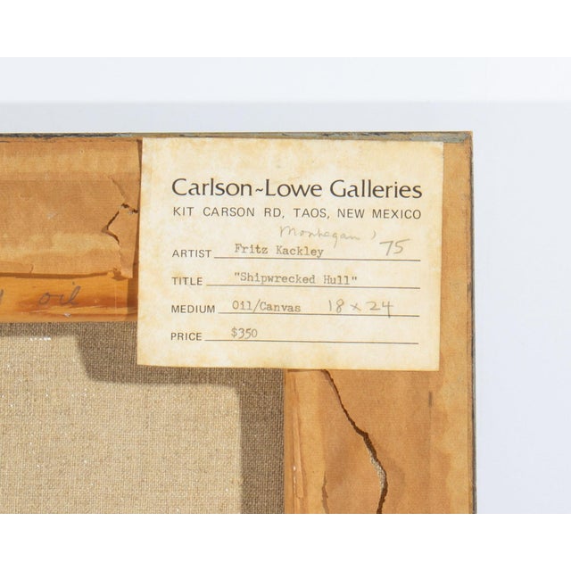 Textile 1975 “Shipwrecked Hull” Oil on Canvas Painting by Fritz Kackley For Sale - Image 7 of 10