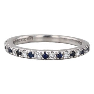 Vera Wang Love 0.29ctw Sapphire Diamond Band 14k Gold Stackable Wedding Ring, Size 6.5 For Sale