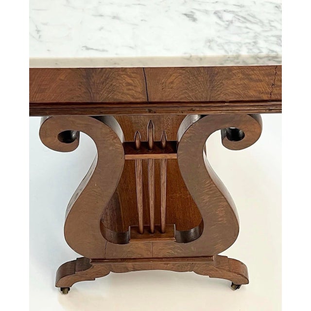 Antique Marble Top Mahogany Lyre Table For Sale - Image 10 of 12