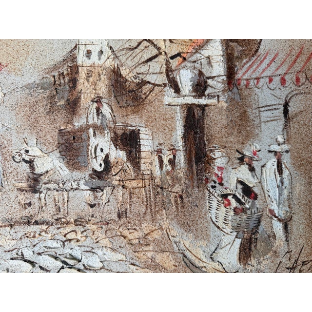 Sand Boris Chezar (American, 1913–2008) Parisian Street Scene Oil and Sand on Canvas Painting, Framed For Sale - Image 8 of 11