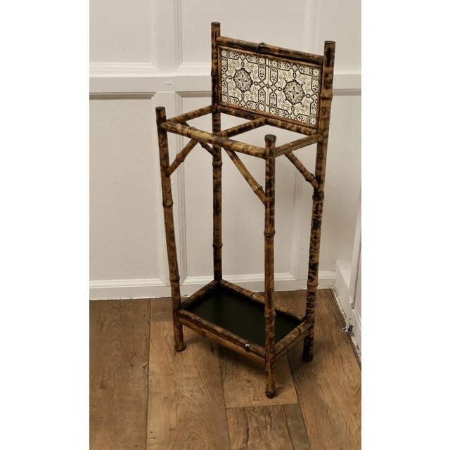 Victorian Bamboo and Tiled Stick and Umbrella Stand For Sale - Image 4 of 6