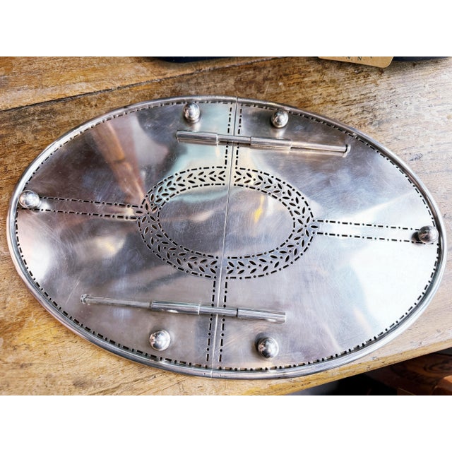 Metal Antique Tiffany & Co Silver Plated Expandable Trivet For Sale - Image 7 of 7
