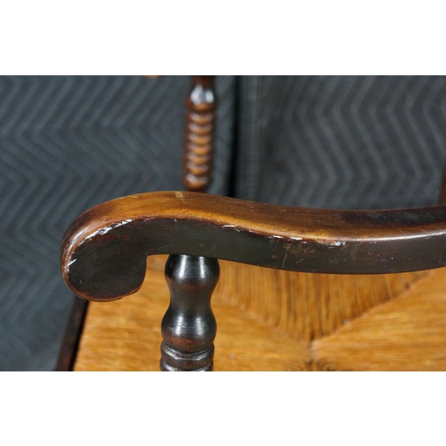 Antique 19th Century Early American Hitchcock Style Mahogany Caned Arm Chair For Sale - Image 15 of 18