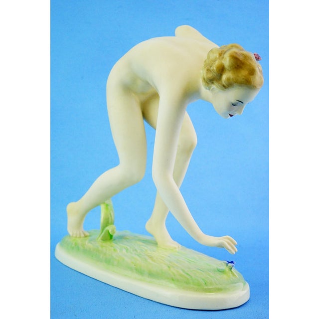 20th Century Art Deco Ceramic Nude Woman Sculpture by Josef Lorenzl for Goldscheider, Austria For Sale - Image 3 of 18