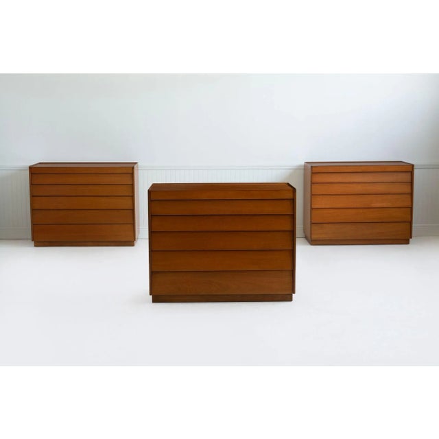Wood Edward Wormley for Dunbar Set of Three Louver Drawer Dressers For Sale - Image 7 of 18