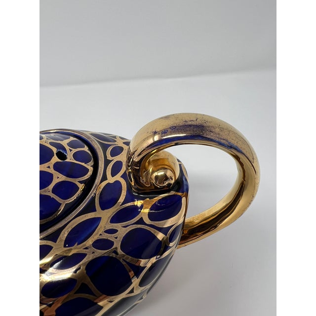 Vintage English “Aladdin” Cobalt Blue & Gilt Teapot, Mid-Century For Sale - Image 12 of 12