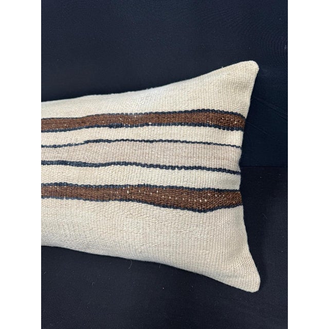 Turkish Hemp Pillow Cushion Natural Beige Brown Cushion Cover 14x40 For Sale - Image 4 of 4