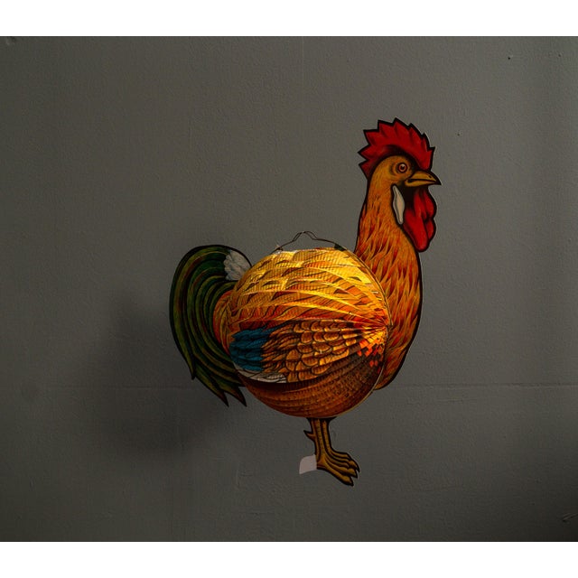 Mid-Century Modern Paper Rooster Lantern, West Germany, 1960s For Sale - Image 3 of 14
