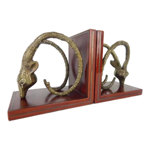 1960s Brass Ibex Bookends - a Pair