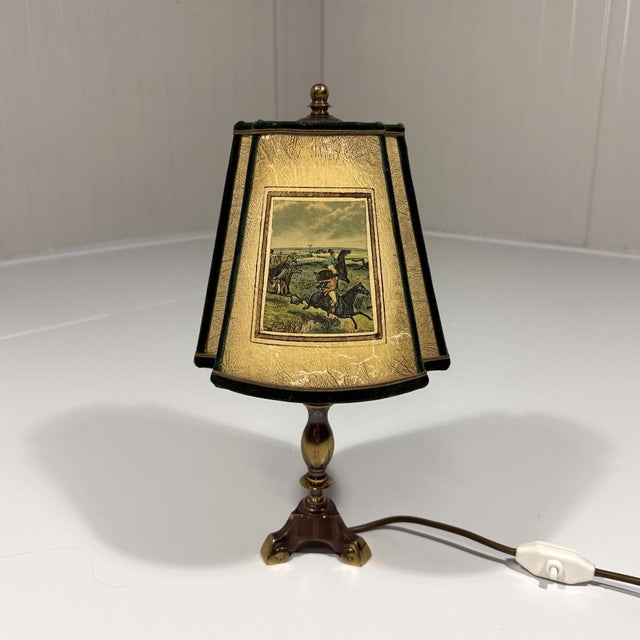 Vintage Hunting Scene Table Lamp in Brass, 1950s For Sale - Image 18 of 18