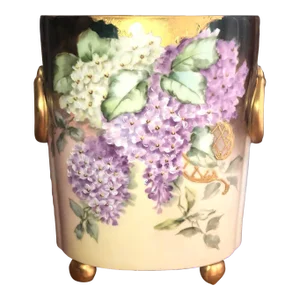 Antique Limoges Porcelain Cache Pot Vase 1900’s Collectible Signed “ Jennie”