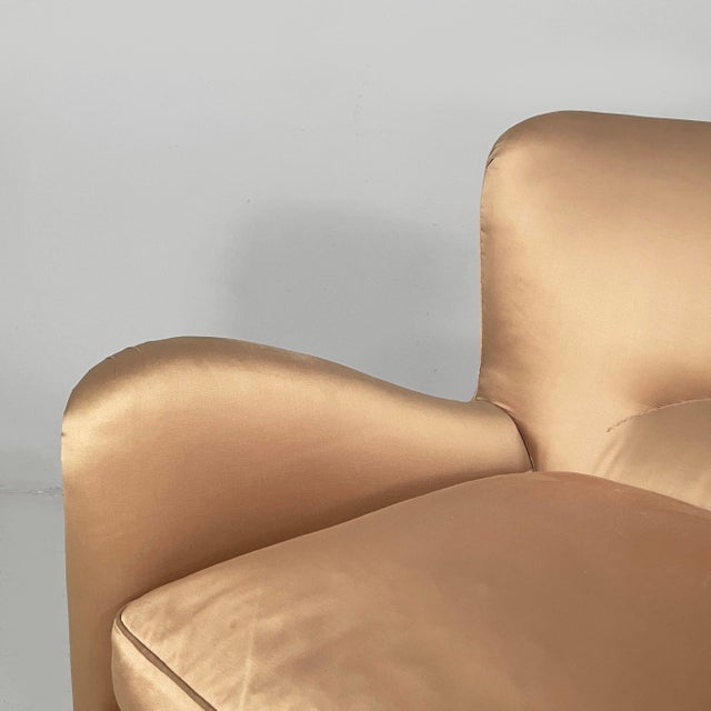 Wood Mid-Century Modern Italian Lounge Chairs in Wood and Pink and Beige Silk, 1940s, Set of 2 For Sale - Image 7 of 18