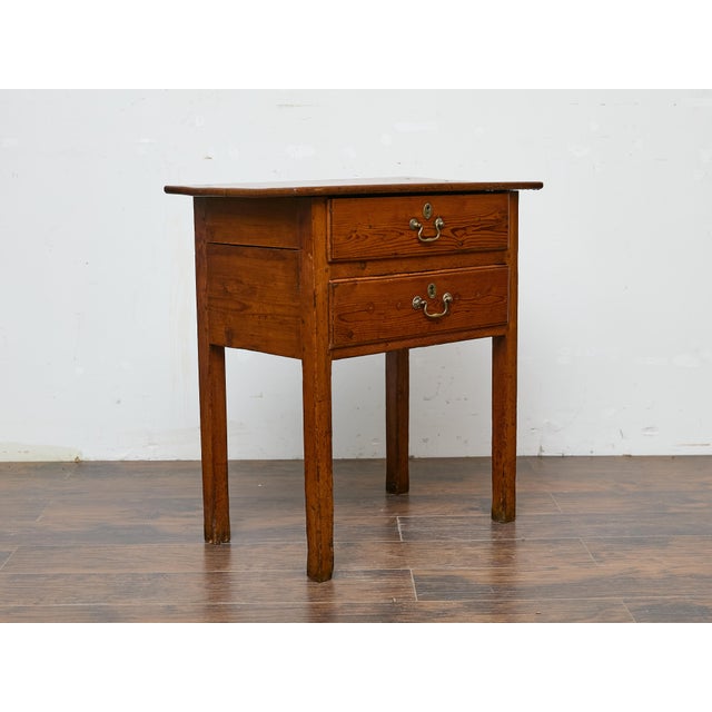 19th Century English Pine Side Table with Two Drawers and Patina For Sale In Atlanta - Image 6 of 12