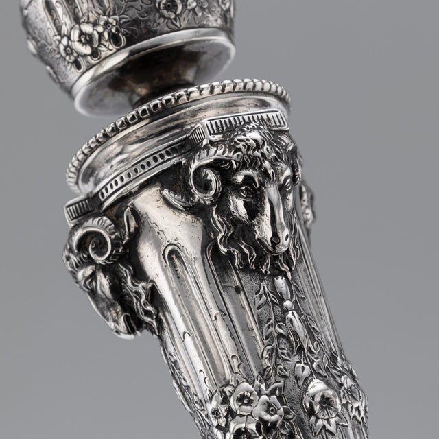 Antique 19th Century German Silver Candlesticks, Hanau, 1870s, Set of 2 For Sale - Image 14 of 18
